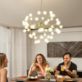 Modern 45 Light LED Branching Glass Globe Chandelier Sputnik Cluster Pendant Ceiling Fixture