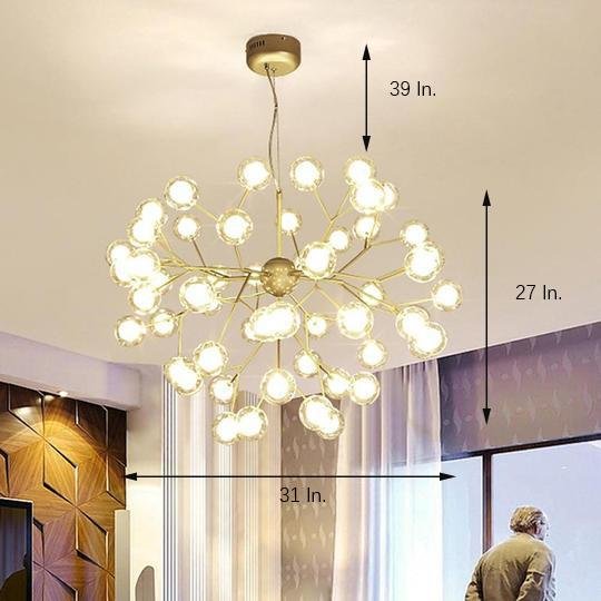 Modern 45 Light LED Branching Glass Globe Chandelier Sputnik Cluster Pendant Ceiling Fixture