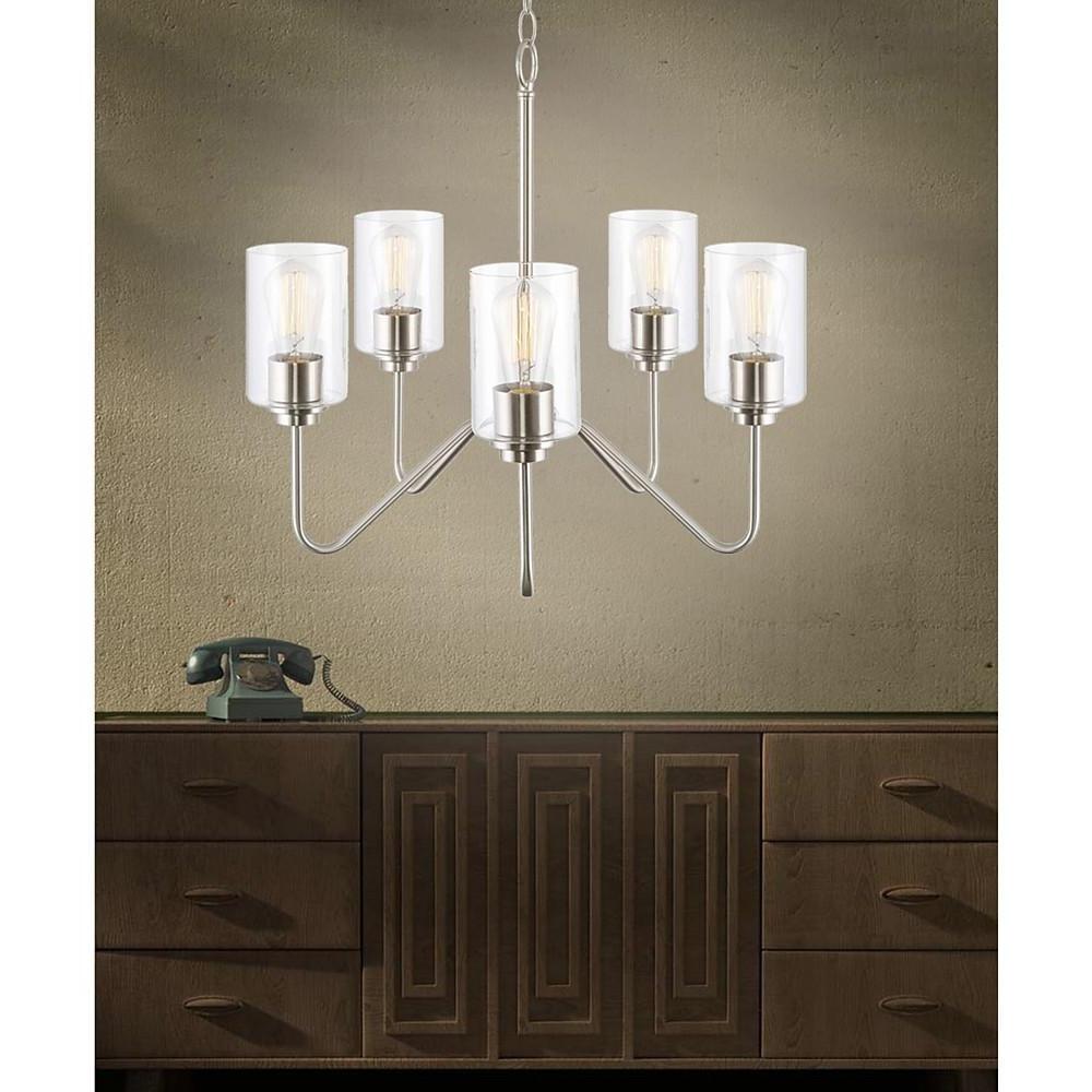 Modern 5 Light Electroplated Glass Candelabra Chandelier Elegant Pendant Lighting for Dining Room