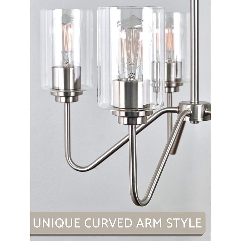 Modern 5 Light Electroplated Glass Candelabra Chandelier Elegant Pendant Lighting for Dining Room