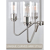 Modern 5 Light Electroplated Glass Candelabra Chandelier Elegant Pendant Lighting for Dining Room