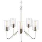Modern 5 Light Electroplated Glass Candelabra Chandelier Elegant Pendant Lighting for Dining Room