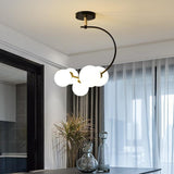 Modern 5 Light Globe Cluster Chandelier Glass Shade Ceiling Pendant for Dining Room