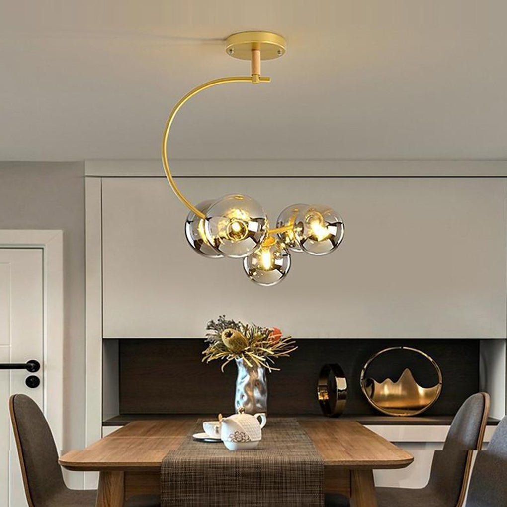 Modern 5 Light Globe Cluster Chandelier Glass Shade Ceiling Pendant for Dining Room