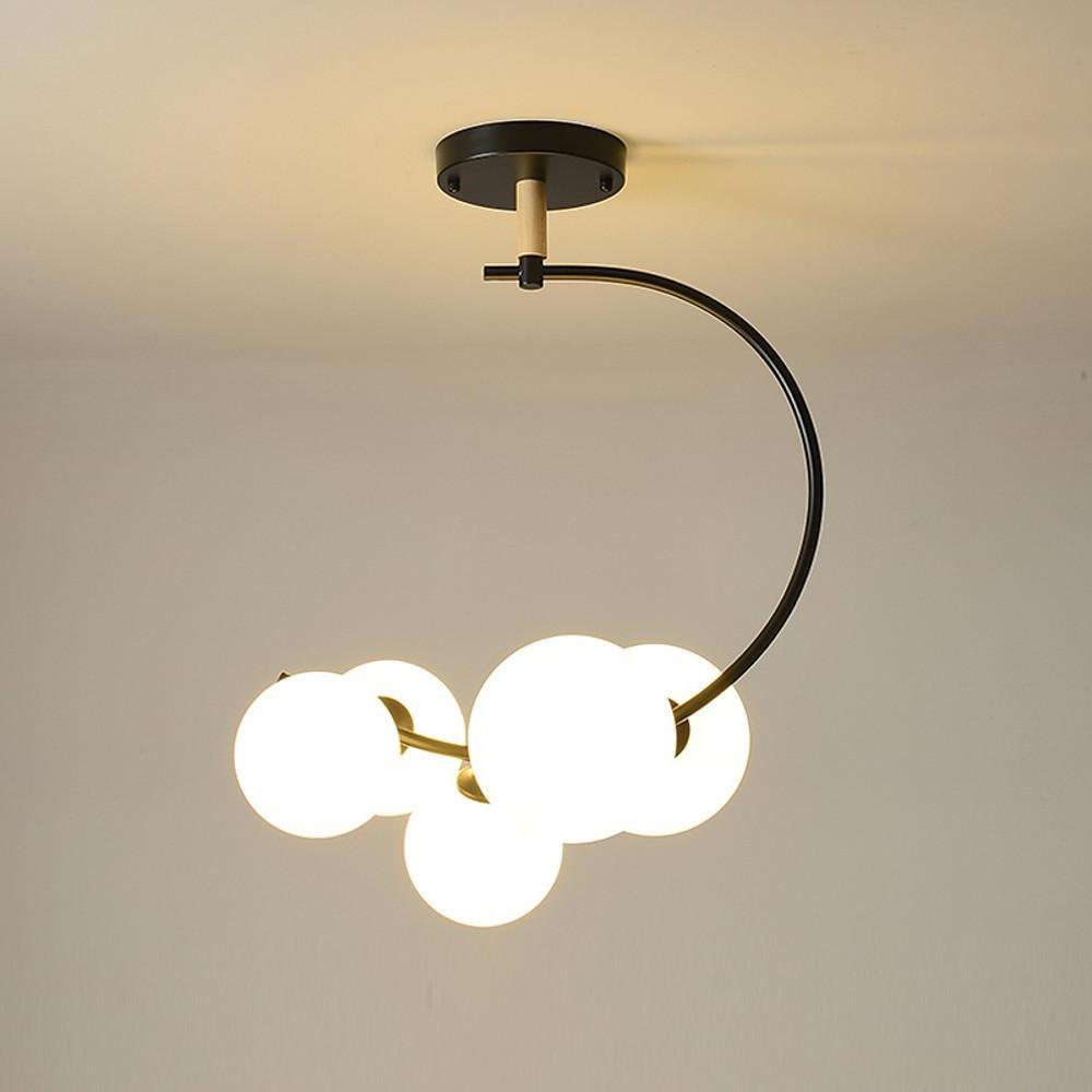 Modern 5 Light Globe Cluster Chandelier Glass Shade Ceiling Pendant for Dining Room