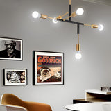Modern 5 Light LED Branch Chandelier Electroplated Iron Ceiling Lamp for Living Room and Dining Room