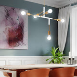 Modern 5 Light LED Branch Chandelier Electroplated Iron Ceiling Lamp for Living Room and Dining Room