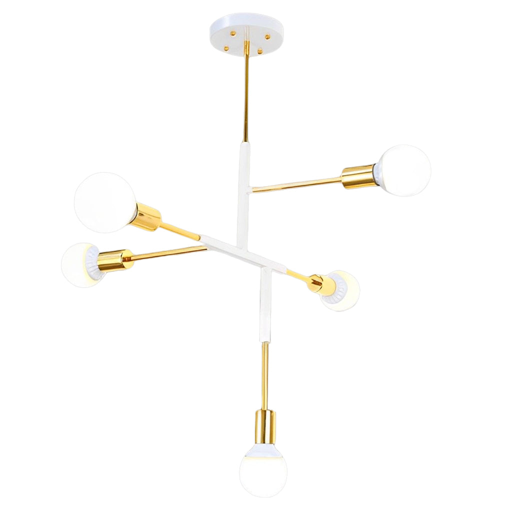 Modern 5 Light LED Branch Chandelier Electroplated Iron Ceiling Lamp for Living Room and Dining Room