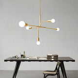 Modern 5 Light Sputnik Chandelier with Artistic Glass Shades Gold Metal Ceiling Lamp