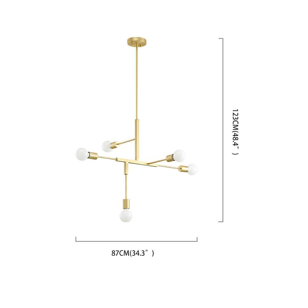 Modern 5 Light Sputnik Chandelier with Artistic Glass Shades Gold Metal Ceiling Lamp
