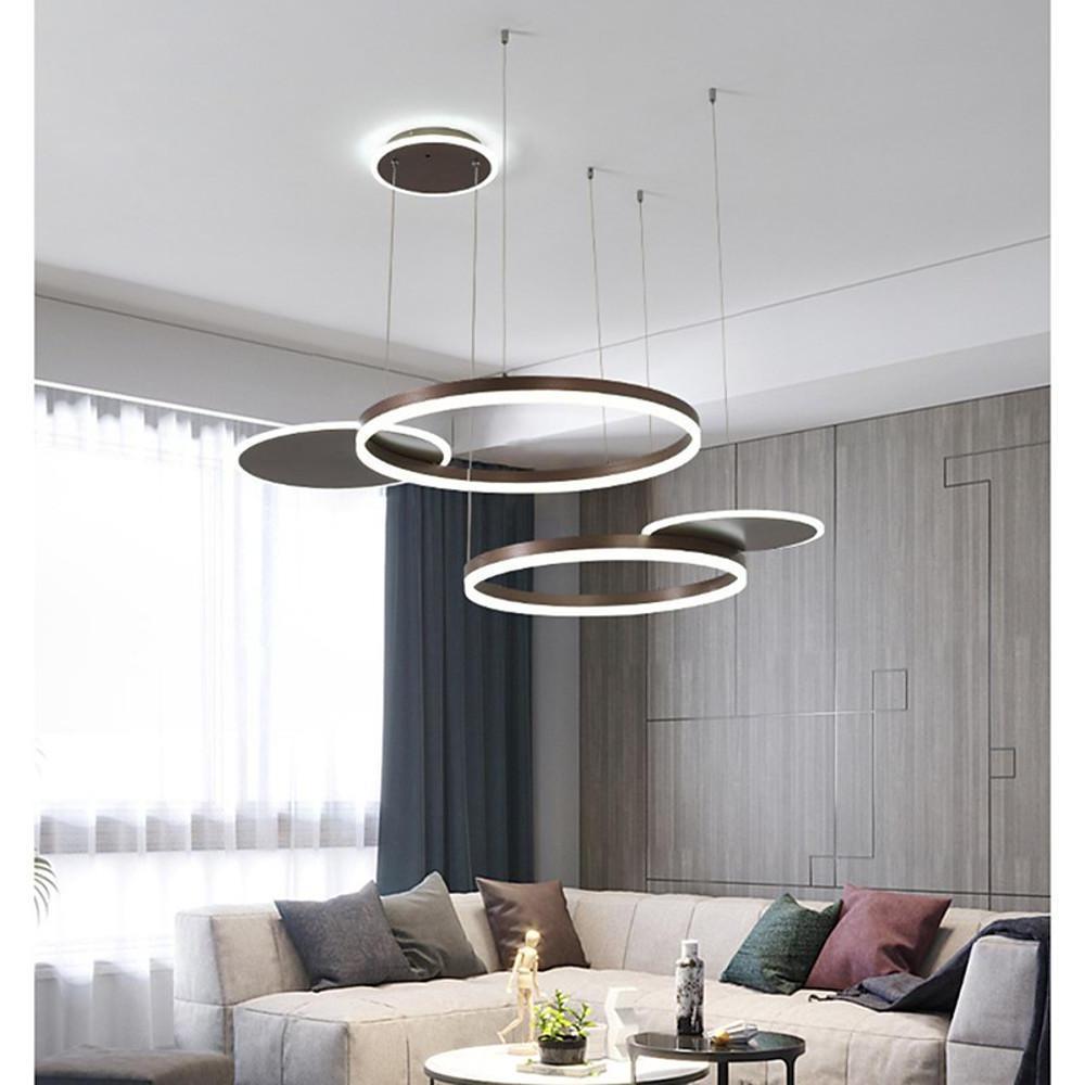 Modern 5 Ring LED Chandelier Gold Circular Nordic Pendant Ceiling Light for Dining Room