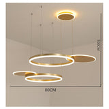 Modern 5 Ring LED Chandelier Gold Circular Nordic Pendant Ceiling Light for Dining Room