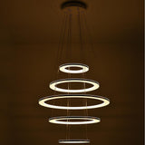 Modern 5 Tier LED Ring Chandelier Adjustable Contemporary Crystal Pendant Lighting for Home Decor