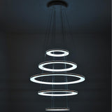 Modern 5 Tier LED Ring Chandelier Adjustable Contemporary Crystal Pendant Lighting for Home Decor
