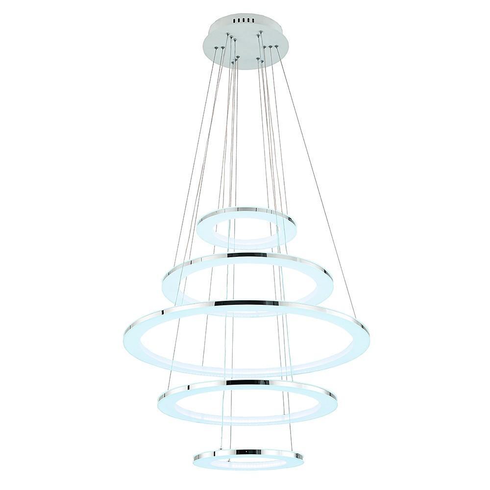 Modern 5 Tier LED Ring Chandelier Adjustable Contemporary Crystal Pendant Lighting for Home Decor