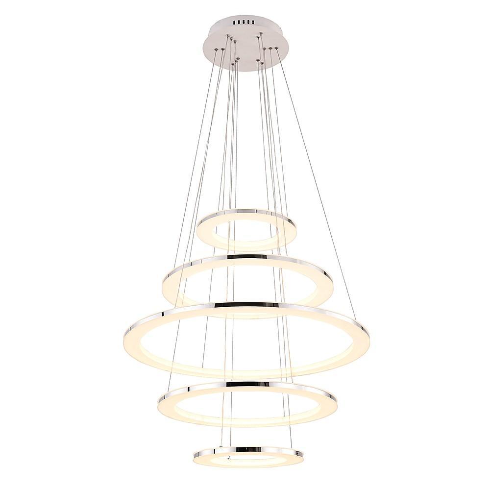 Modern 5 Tier LED Ring Chandelier Adjustable Contemporary Crystal Pendant Lighting for Home Decor