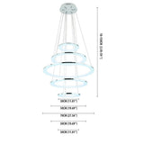 Modern 5 Tier LED Ring Chandelier Adjustable Contemporary Crystal Pendant Lighting for Home Decor