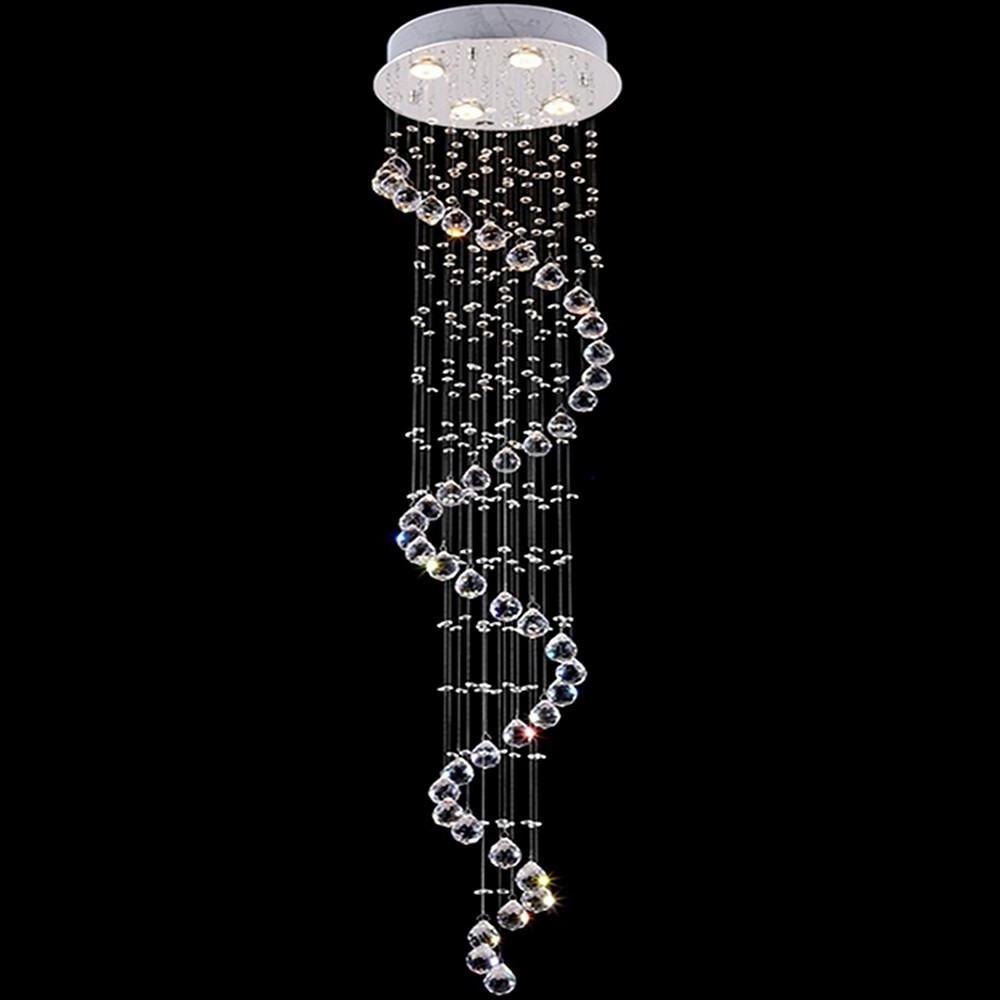 Modern 5 Tier Spiral Crystal Chandelier Metal LED Ceiling Light Fixture for Living Room
