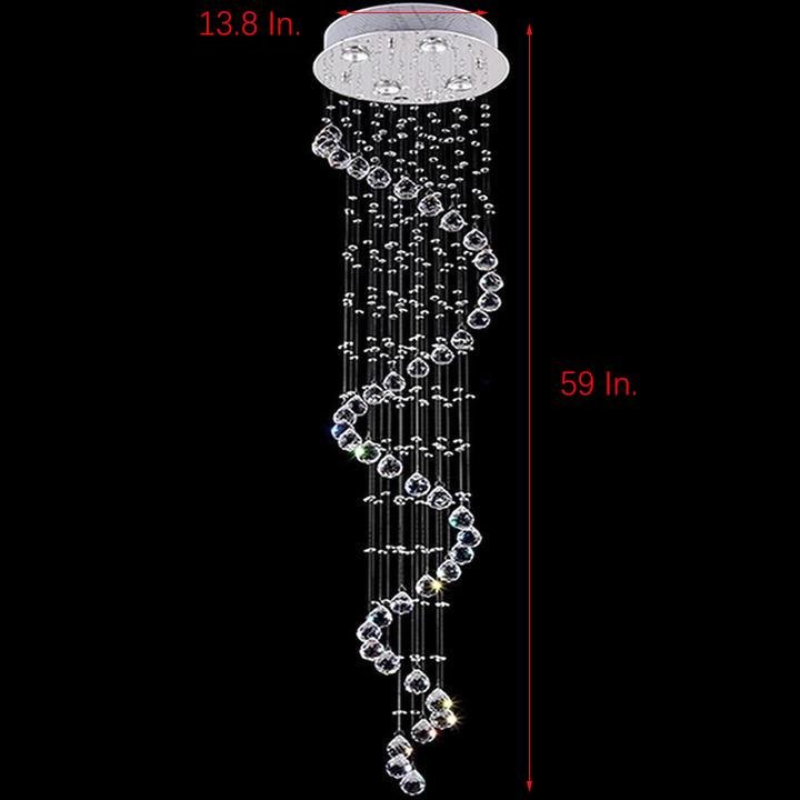 Modern 5 Tier Spiral Crystal Chandelier Metal LED Ceiling Light Fixture for Living Room