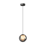 Modern 6.3 Inch Smoke Gray Globe Glass Bubble Pendant Light with LED 3 Step Dimming and Adjustable Cord
