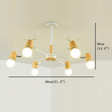Modern 6 Light Antler Style Sputnik Chandelier Nordic Metal Ceiling Hanging Lamp Fixture
