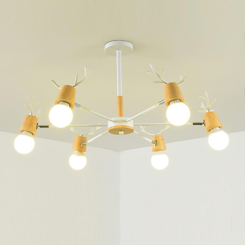 Modern 6 Light Antler Style Sputnik Chandelier Nordic Metal Ceiling Hanging Lamp Fixture
