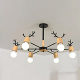 Modern 6 Light Antler Style Sputnik Chandelier Nordic Metal Ceiling Hanging Lamp Fixture
