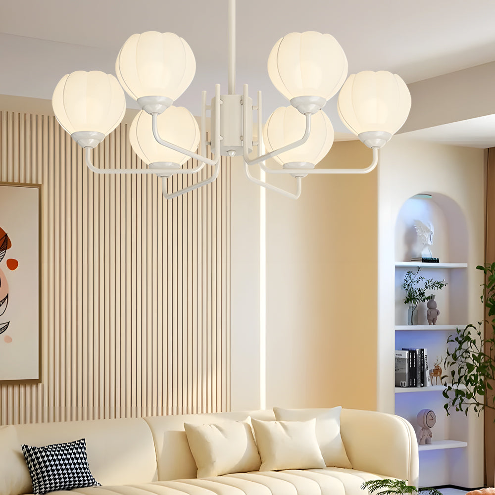 Modern 6 Light Bell Orchid Round Chandelier with Three Step Dimming Floral Glass Pendant Lamp