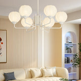 Modern 6 Light Bell Orchid Round Chandelier with Three Step Dimming Floral Glass Pendant Lamp