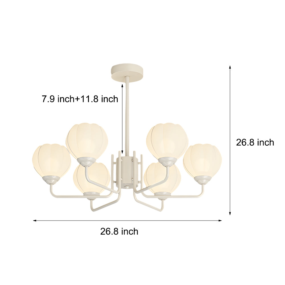 Modern 6 Light Bell Orchid Round Chandelier with Three Step Dimming Floral Glass Pendant Lamp