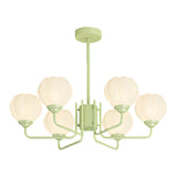 Modern 6 Light Bell Orchid Round Chandelier with Three Step Dimming Floral Glass Pendant Lamp