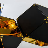 Modern 6 Light Black Geometric Polygonal Chandelier with Gold Interior for Dining Room
