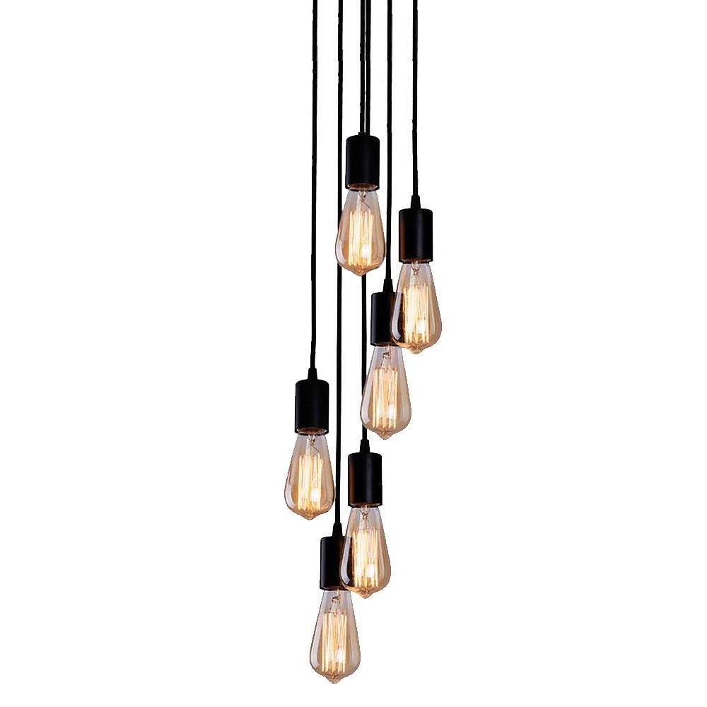 Modern 6 Light Cluster Teardrop Pendant Light Industrial Glass Chandelier for Kitchen Island