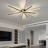Modern 6 Light Copper Fireworks LED Semi Flush Mount Starburst Ceiling Light with 3 Step Dimming