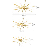 Modern 6 Light Copper Fireworks LED Semi Flush Mount Starburst Ceiling Light with 3 Step Dimming