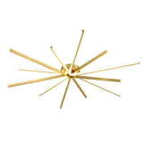 Modern 6 Light Copper Fireworks LED Semi Flush Mount Starburst Ceiling Light with 3 Step Dimming