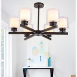 Modern 6 Light Glass Candlestick Chandelier Elegant Metal Ceiling Light Fixture