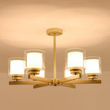 Modern 6 Light Glass Candlestick Chandelier Elegant Metal Ceiling Light Fixture