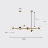 Modern 6 Light Glass Globe Chandelier Electroplated Metal Pendant Hanging Ceiling Lamp for Dining Room