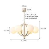 Modern 6 Light Glass Globe Chandelier in Beige French Style 20 Inch Pendant Lighting