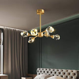 Modern 6 Light Gold Crystal LED Nordic Chandelier Electroplated Hanging Ceiling Lamp