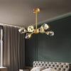 Modern 6 Light Gold Crystal LED Nordic Chandelier Electroplated Hanging Ceiling Lamp