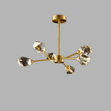 Modern 6 Light Gold Crystal LED Nordic Chandelier Electroplated Hanging Ceiling Lamp