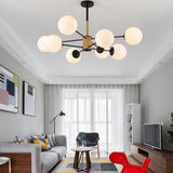 Modern 6 Light Gold Glass Chandelier Kitchen Island LED Pendant Lighting Fixture