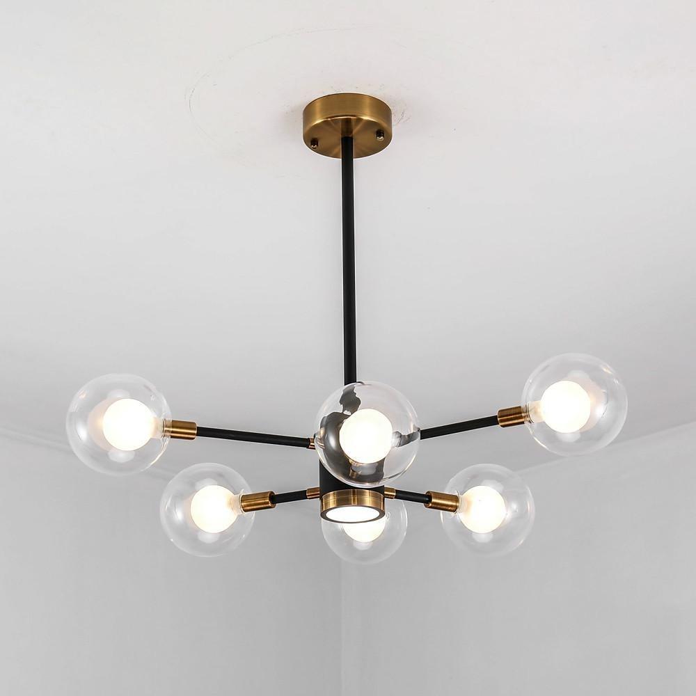 Modern 6 Light Gold Glass Chandelier Kitchen Island LED Pendant Lighting Fixture