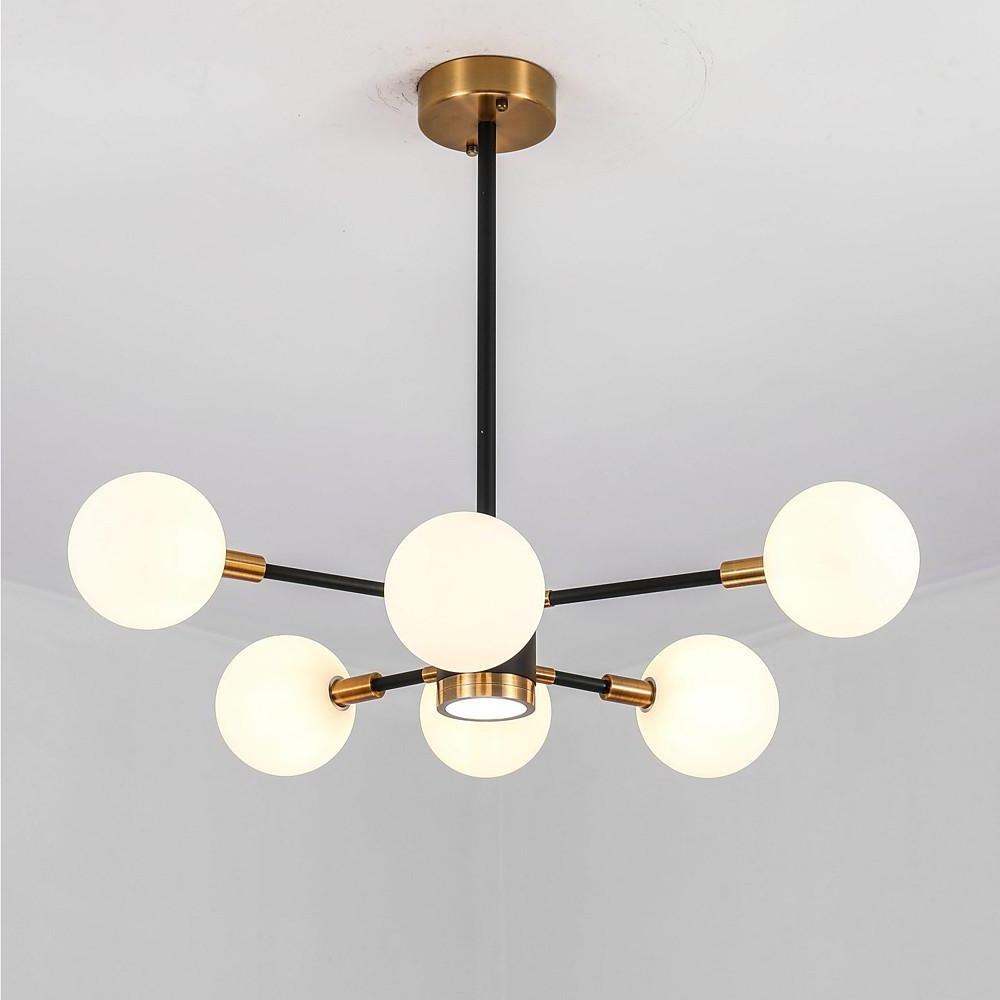 Modern 6 Light Gold Glass Chandelier Kitchen Island LED Pendant Lighting Fixture