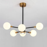 Modern 6 Light Gold Glass Chandelier Kitchen Island LED Pendant Lighting Fixture