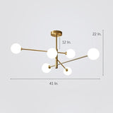 Modern 6 Light Gold Glass Globe Pendant Light Electroplated LED Ceiling Chandelier for Living Room