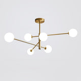Modern 6 Light Gold Glass Globe Pendant Light Electroplated LED Ceiling Chandelier for Living Room