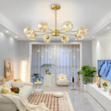 Modern 6 Light Gold LED Globe Chandelier Glass Pendant Light for Kitchen and Dining Room
